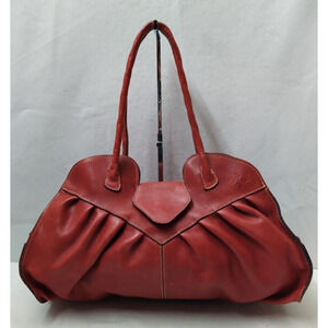 Patricia Nash Lionel Red Leather Double Handle Large Shoulder Bag